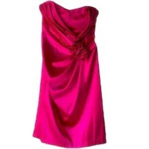 Womens Pink Dress Silk Satin Formal Wedding Bridal Party Prom Dress, Sz M/8